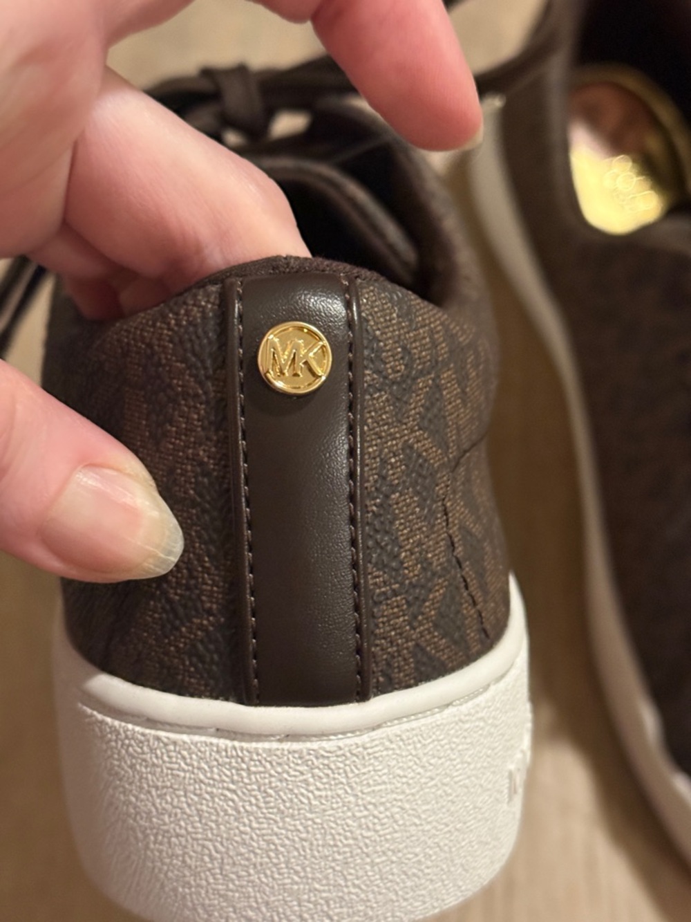 Michael Kors Chocolate Brown MK Logo Low-Top Sneakers - Picture 11 of 12